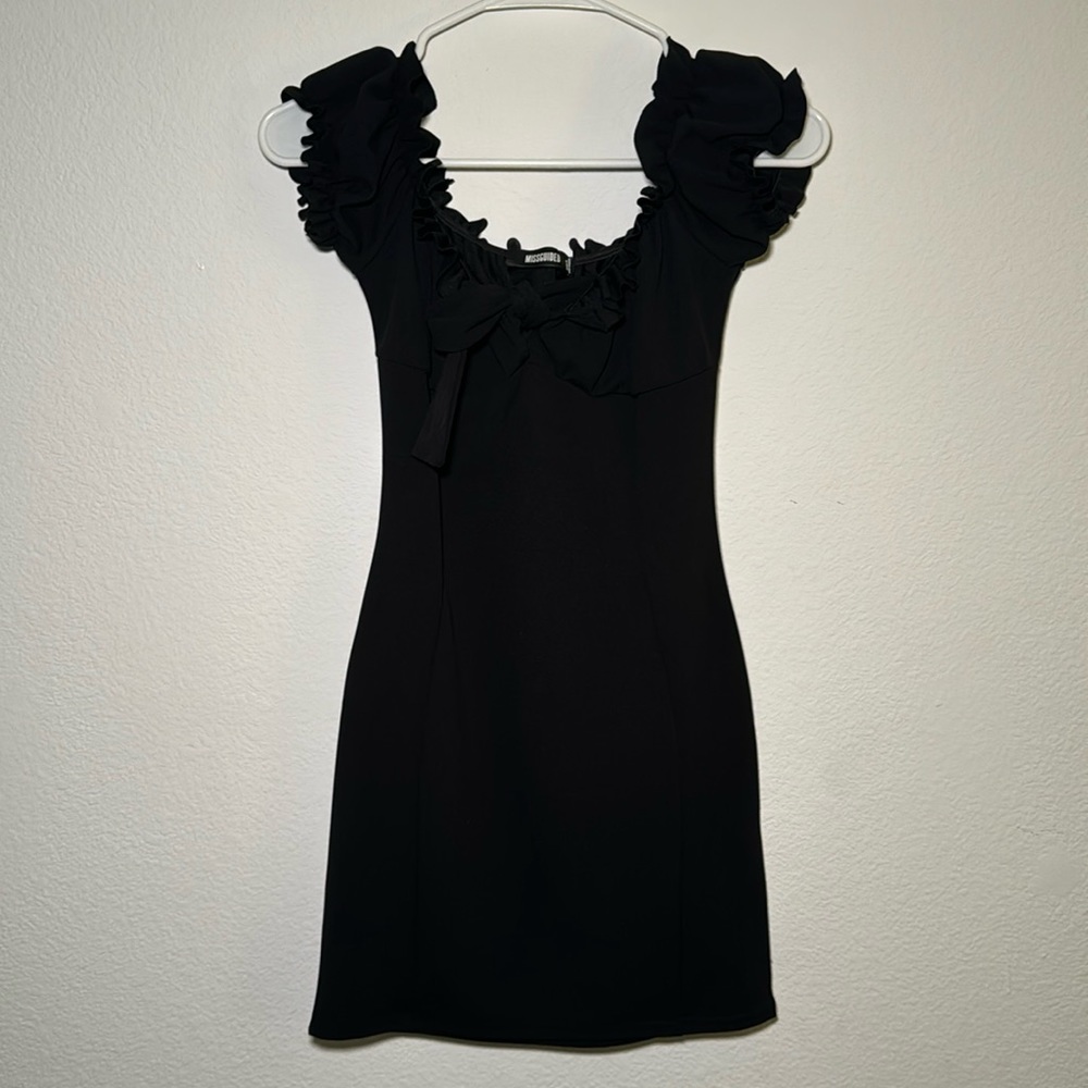 Missguided Ruffle Sleeve Dress with Bow